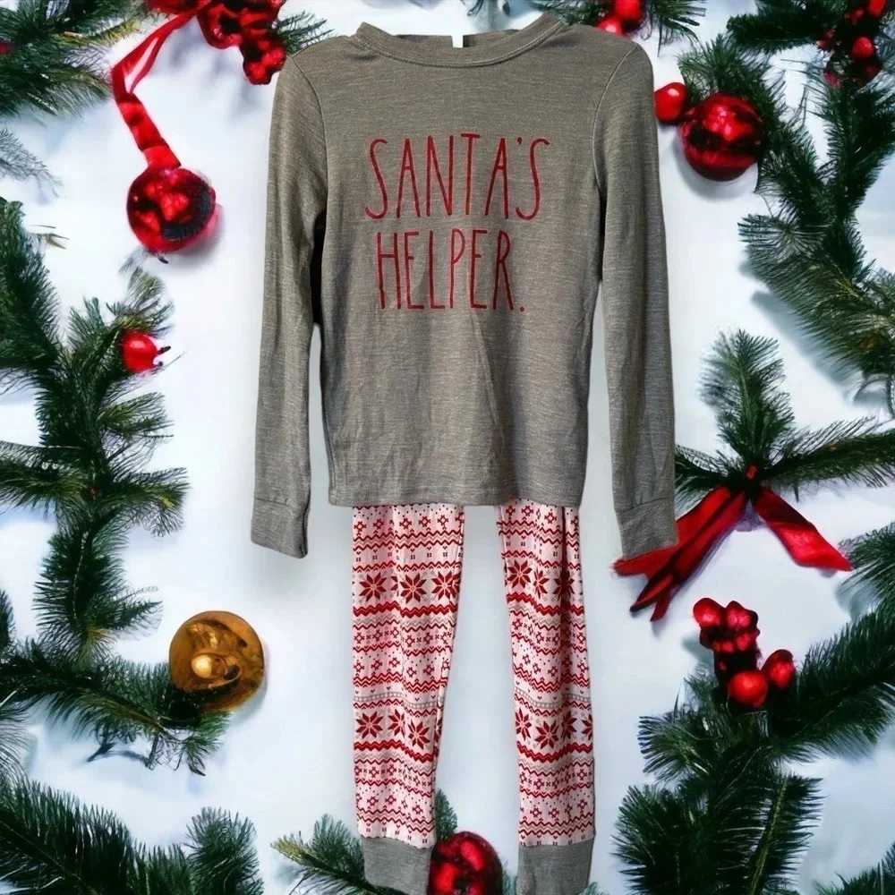NWT Rae Dunn 2t and 7 gender neutral Christmas‎ pajamas.